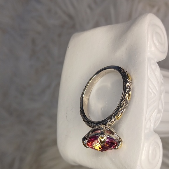 Bali Designs Sterling & 18K Gold Azotic Pink Quartz Solitaire Ring NEW Size 9 - Picture 7 of 10